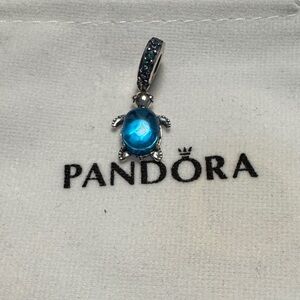 Pandora Silver and Blue Turtle Necklace